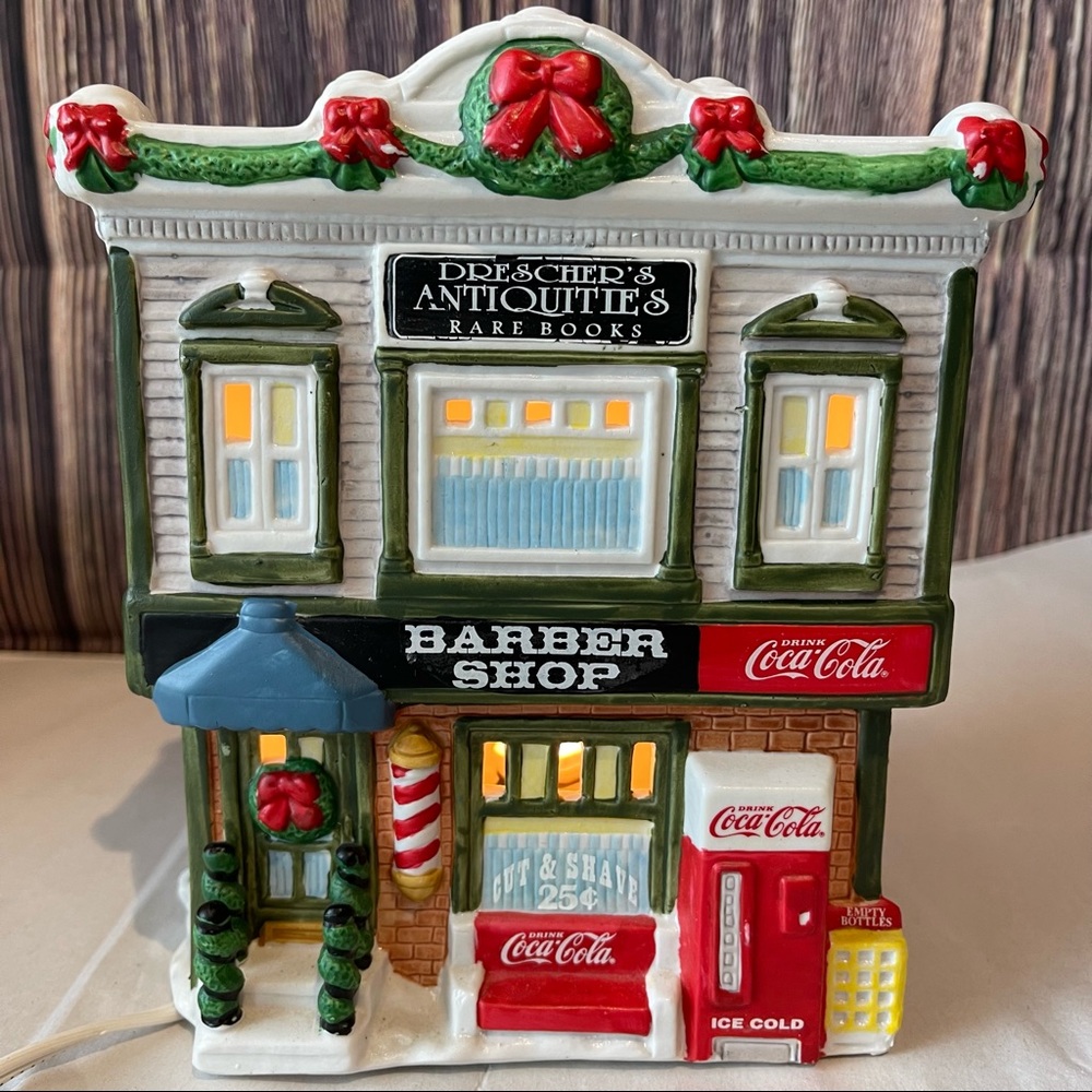 Vintage 1996 Coca-Cola Town Square Drescher's Antiquities And Barber Shop